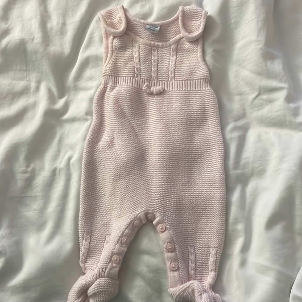 Janie and Jack light pink cable knit one piece